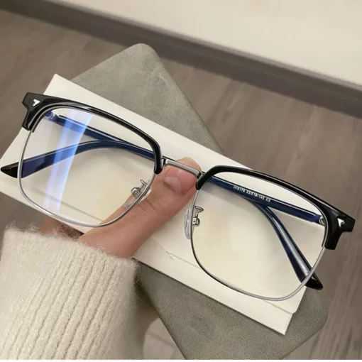 Blue Light Blocking Glasses for Men Women Retro Half Frame Computer Optical Vintage Square Eyewear Anti-radiation Eyeglasses