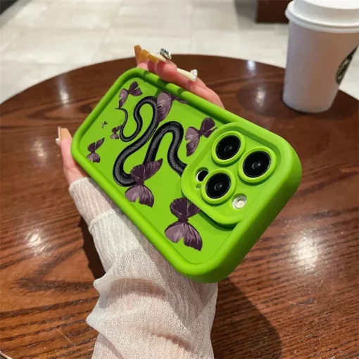 Cute Doodle Funny Snake Case for IPhone 14 13 12 11 15 Pro Max XS XR X 8 7 Plus SE2 IPones 14Pro 15Pro Matte Soft Silicone Cover