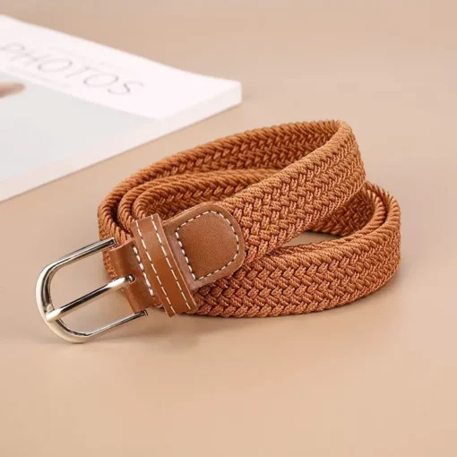 Versatile jeans belt for women, no need for perforated canvas belt, women's woven elastic student decorative belt