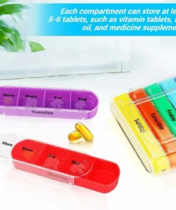 Weekly 7 Day Pill Organizer 28 Compartments Drug Box Plastic Medicine Storage Dispenser Cutter Drug Cases for Home Travel