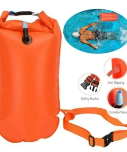 Inflatable Open Swimming Buoy Tow Float Dry Bag Double Air Bag with Waist Belt for Water Sport Swimming Storage Float Tools