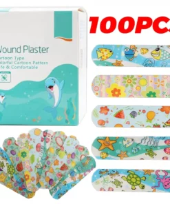 100Pcs Kids Bandages Bulk Kids Cute Cartoon Bandages Flexible Adhesive Strips Medical Waterproof Breathable for Children