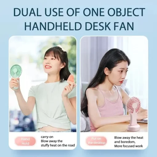 Creative Mini Handheld Small Fan USB Charging Portable 3 Speed High Wind Desktop Office Travel Pocket Fan Student Quiet Chroma