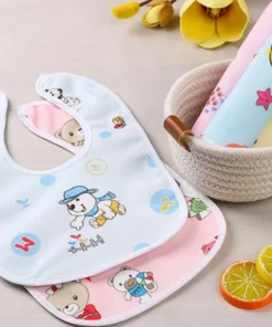 Baby Bibs Cotton Thickening Water Absorption Waterproof Bibs Baby Feeding Protection Burp Cloths Cartoon Pattern Fit Baby Stuff