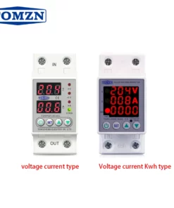 Din Rail Dual Display Adjustable Over Voltage Current and Under Voltage Protective Device Protector Relay 40A 63A 80A 220V 230V