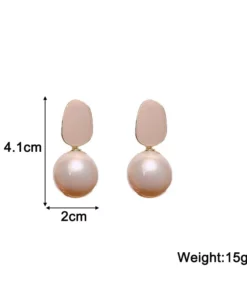 Pink White Pearl Dangle Earrings for Women Black Geometric Acrylic Round Ball Pendants Famale Drop Earrings Elegant Ear Jewelry