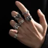 6Pcs Punk Poker Joker Rings for Men Goth Skeleton Billiards Set Couple Emo Fashion Jewelry Gift