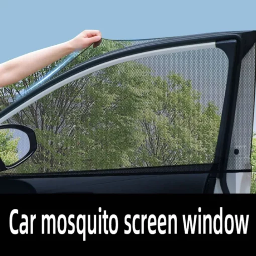 2pcs Car Front Rear Side Window Sunshade UV Protect Shield Mesh Prevent Mosquito Sunshine Privacy Protection Foldable Curtain