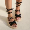 1pc Summer Beach Women Shoes Lace Up Wedge Sandals Casual All-Match Soft Bottom Sexy Chunky Roman Sandals