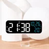 Simple Digital Alarm Clock Multi-function LED Clock Voice Control Temperature and Date Day of Week Display Night Mode Desk Clock