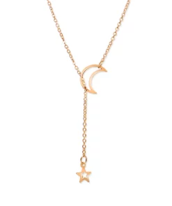 New Simple Moon Star Pendant Choker Necklace Simple Gold Color Alloy Charm Chain Collares Necklace For Women Party Jewelry