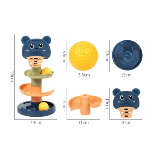 Montessori Baby Toys Rolling Ball Pile Tower Finger Skill Training Educational Games Rotating Stacking Track Infants Development