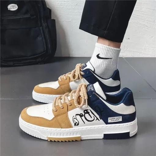 Fashionable Men's Vulcanized Shoes Platform Men's Sneakers 2023 New Lace-up Casual Shoes Classic Lightweight Work Tennis Shoes