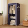 Minimalism Fabric Wardrobes Bedroom Plastic Storage Wardrobes Storage Cabinet Dust Proof Foldable Clothing Hanger with Curtains