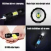 Powerful Mini LED Flashlight COBtXPEZoom Torch Built In Battery USB Rechargeable With Pen Clip Outdoor Camping Emergency Lamp