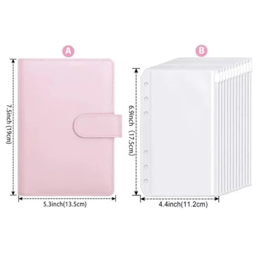 A6 PU Leather Budget Binder Notebook Cash Envelopes System Set With Binder Pockets for Money Budget Saving Bill Organizer