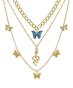 Blue Butterfly Snake Necklace