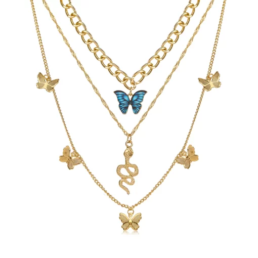 Blue Butterfly Snake Necklace