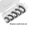 50 PCs Crank Hook Small Five-box Set Black Nickel Hook Dezhou Fishing Group Cross-border Fishing Gear Bait Hook