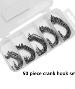 50 PCs Crank Hook Small Five-box Set Black Nickel Hook Dezhou Fishing Group Cross-border Fishing Gear Bait Hook