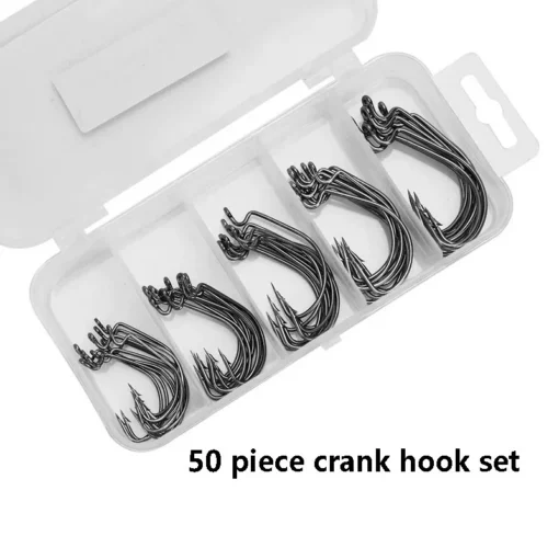 50 PCs Crank Hook Small Five-box Set Black Nickel Hook Dezhou Fishing Group Cross-border Fishing Gear Bait Hook