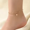 Delysia King Women Summer Round Bead Chain Anklet Simplicity Temperament Double-deck Holidays Ankle Bracelet