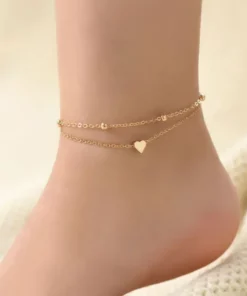 Delysia King Women Summer Round Bead Chain Anklet Simplicity Temperament Double-deck Holidays Ankle Bracelet