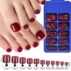 100pcs Fake Toenail Natural White Press On Toe Foot Full Cover Square Nails Art Tips Artificial Acrylic False Nail Manicure Tool