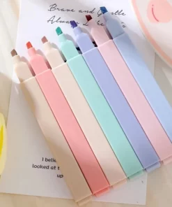 6pcs/set Pastel Color Highlights Kawaii Stationery Color Marker School Supplies Student Marker Highlighter Japanese Stationery