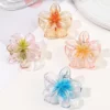 4 Pcs Small Mixed Colors Hair Claw Clips for Women and Girls, Twinkle Claw Flower Shaped for Thin Hair