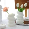 1PC Plastic Spiral White Vase Nordic Creative Flower Arrangement Container For Kitchen Living Bedroom Home Decoration Ornament