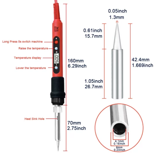 80W Soldering iron kit adjustable temperature LCD solder welding tools Ceramic heater soldering tips Tweezers soldering wire