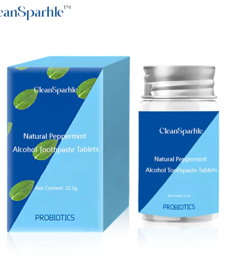 CleanSparkle™ Natural Peppermint Alcohol Toothpaste Tablets